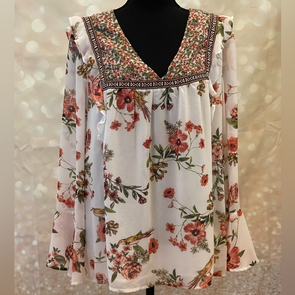 My Danielle XL Floral Blouse with Ruffles - Picture 1 of 7